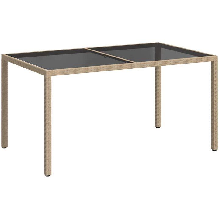 Utebord Härdat glas och konstrotting beige vidaXL 150 x 90 x 75 cm – bild 2