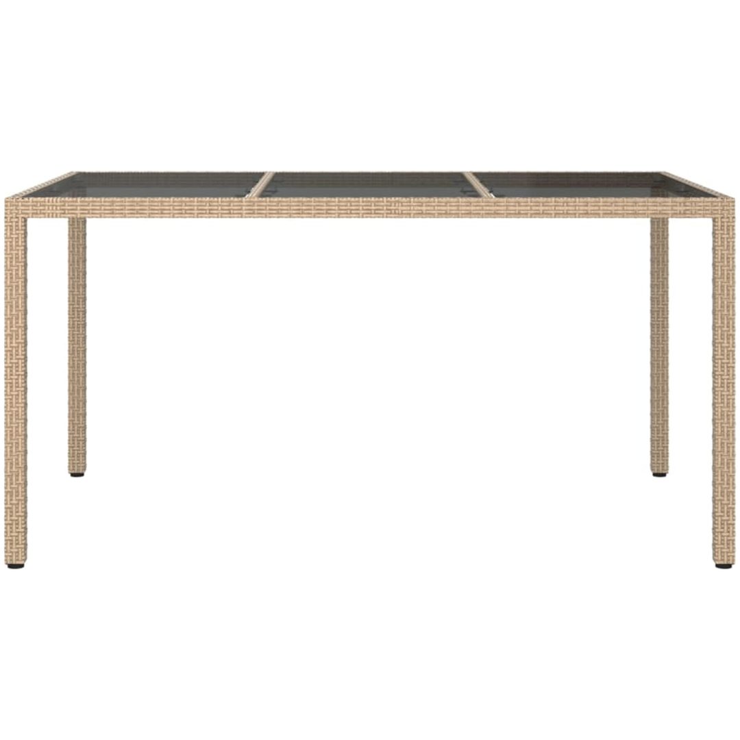 Utebord Härdat glas och konstrotting beige vidaXL 150 x 90 x 75 cm – bild 3