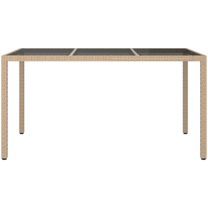 Utebord Härdat glas och konstrotting beige vidaXL 150 x 90 x 75 cm – bild 3