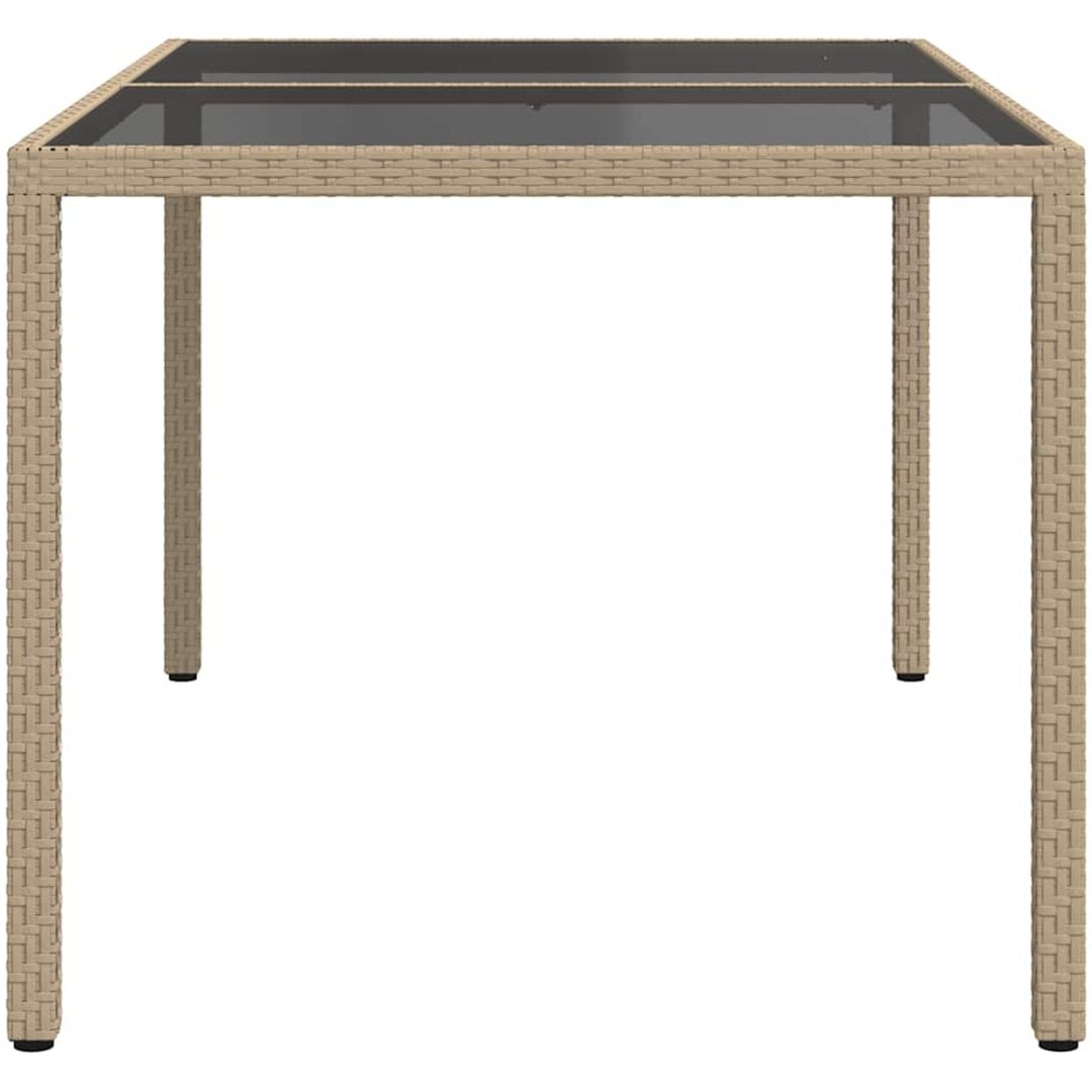 Utebord Härdat glas och konstrotting beige vidaXL 150 x 90 x 75 cm – bild 4