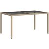 Utebord Härdat glas och konstrotting beige vidaXL 150 x 90 x 75 cm – miniatyr 5