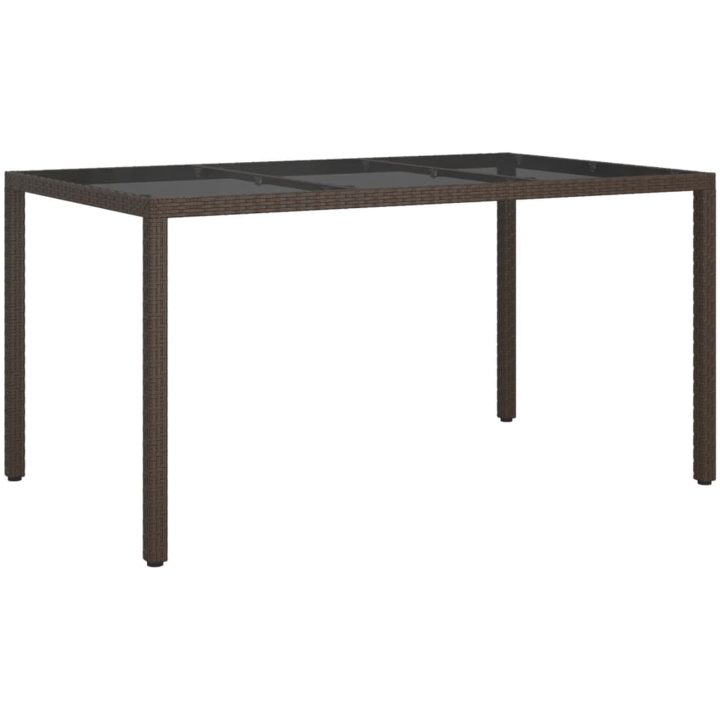 Utebord härdat glas och konstrotting brun vidaXL 150 x 90 x 75 cm – bild 2