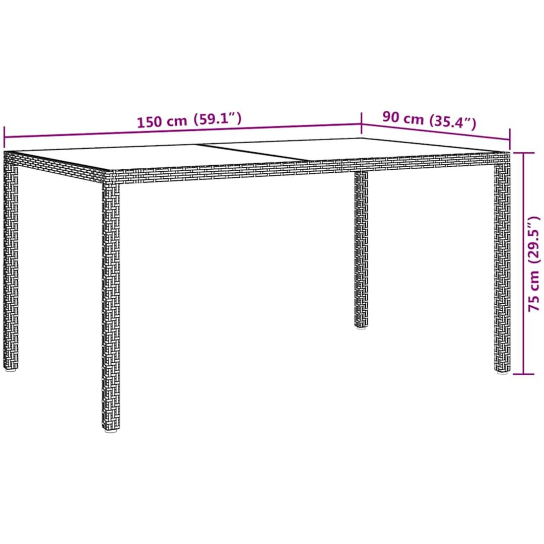Utebord härdat glas och konstrotting brun vidaXL 150 x 90 x 75 cm – bild 7