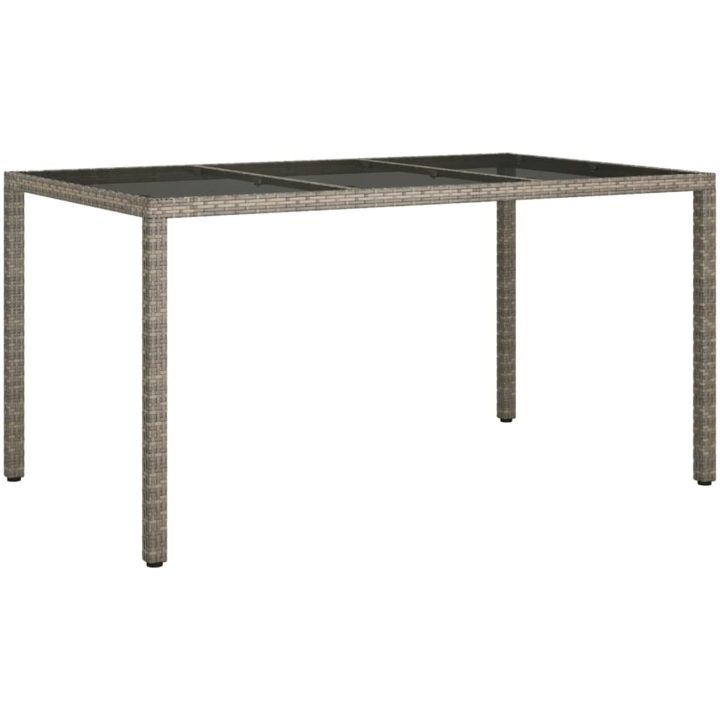 Utebord härdat glas och konstrotting grå vidaXL 150 x 90 x 75 cm – bild 2