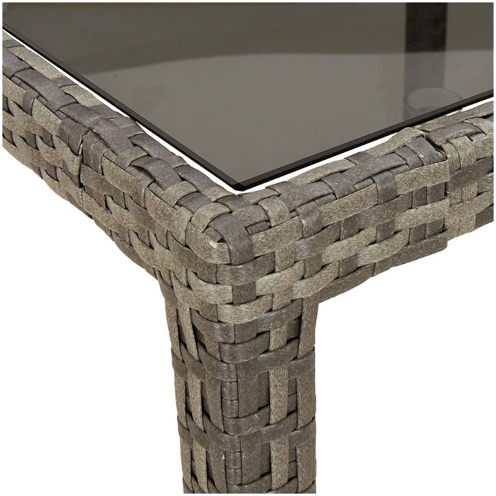Utebord härdat glas och konstrotting grå vidaXL 150 x 90 x 75 cm – bild 5
