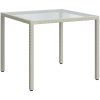 Utebord härdat glas och konstrotting vit vidaXL 90 x 90 x 75 cm – miniatyr 2