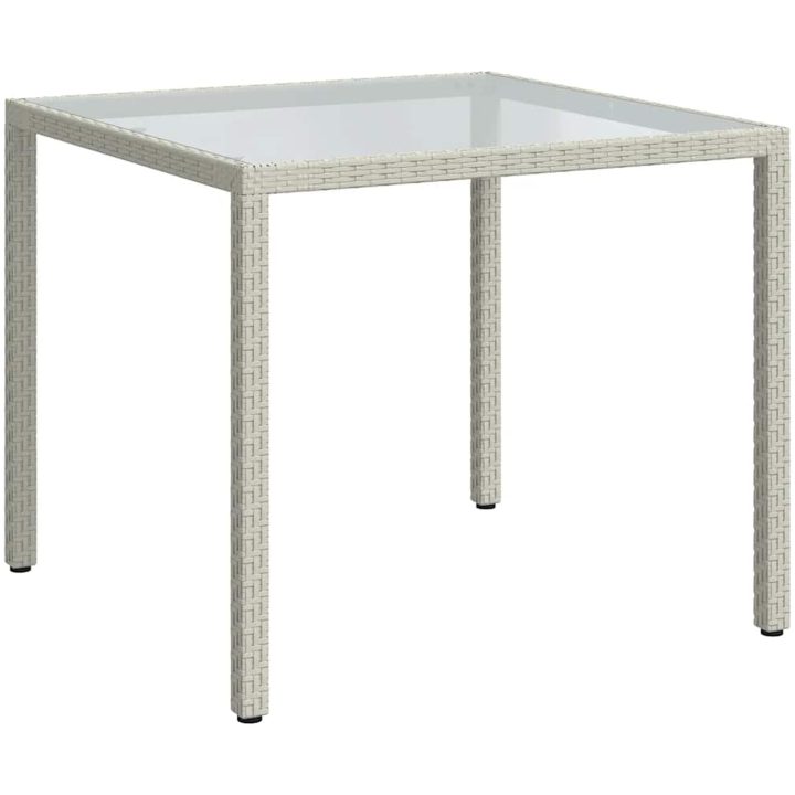 Utebord härdat glas och konstrotting vit vidaXL 90 x 90 x 75 cm – bild 2
