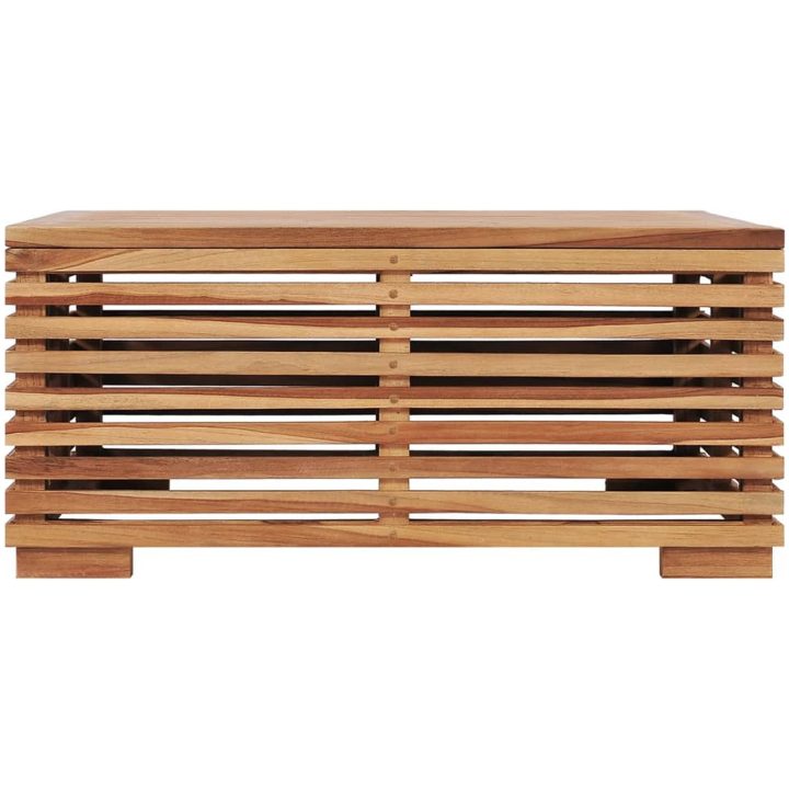 Utebord och fotpall med gräddvit dyna massiv teak vidaXL – bild 3