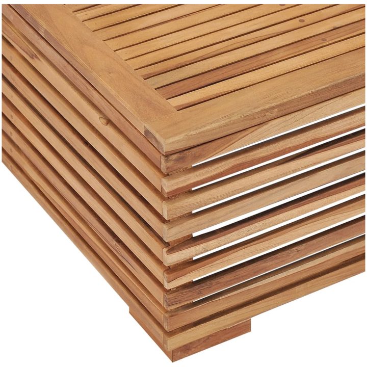 Utebord och fotpall med gräddvit dyna massiv teak vidaXL – bild 4