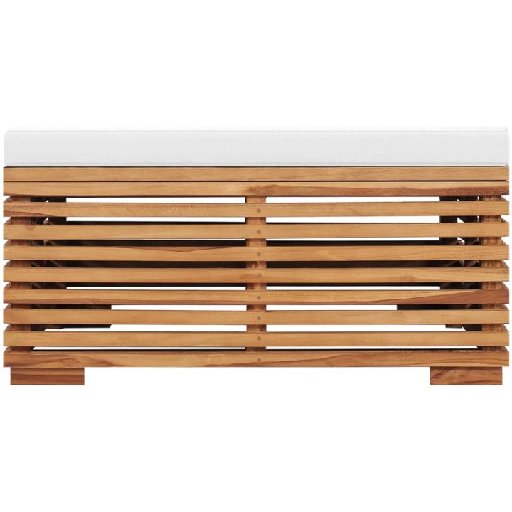 Utebord och fotpall med gräddvit dyna massiv teak vidaXL – bild 6