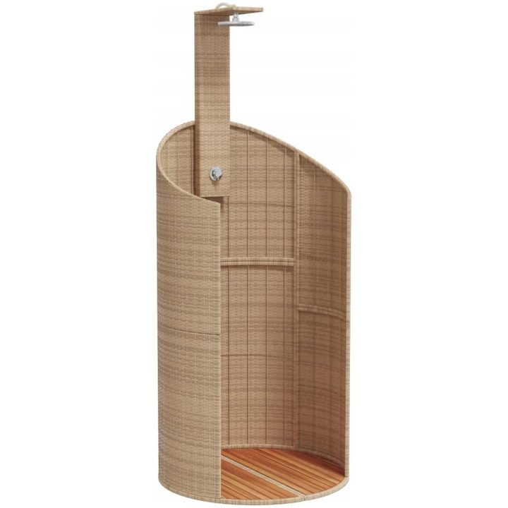 Utedusch beige 100x100x241,5 cm konstrottning och akaciaträ vidaXL – bild 2