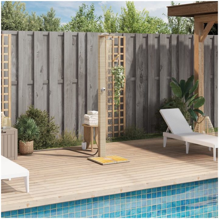 Utedusch beige 50x55x224 cm konstrottning och akaciaträ vidaXL – bild 3