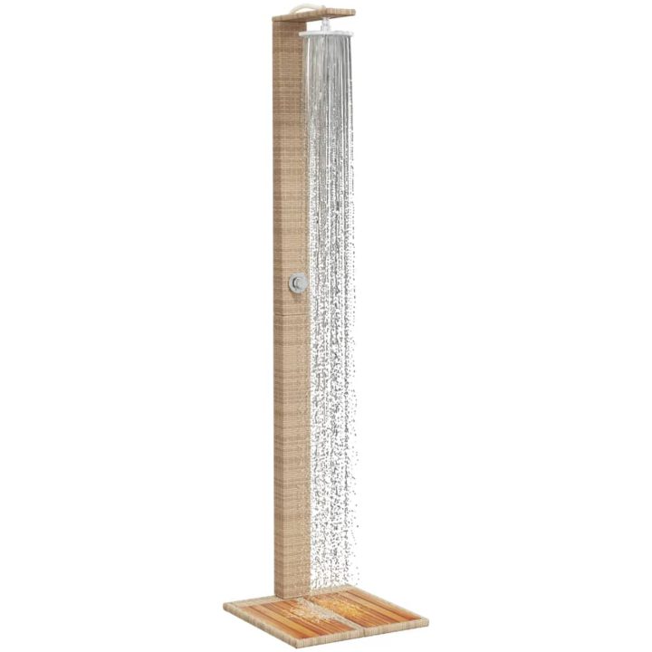 Utedusch beige 50x55x224 cm konstrottning och akaciaträ vidaXL – bild 4