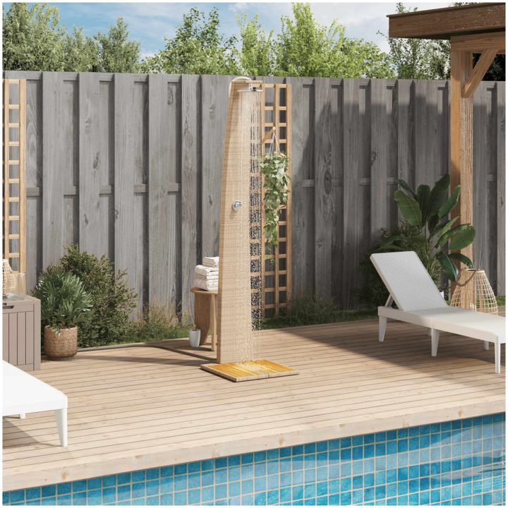 Utedusch beige 55x60x224 cm konstrottning och akaciaträ vidaXL – bild 3