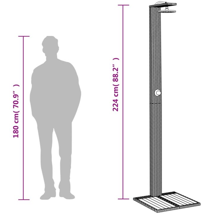 Utedusch svart 50x55x224 cm konstrottning och akaciaträ vidaXL – bild 10