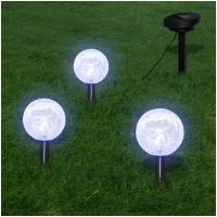Utelampa med markspett 3 LED rund solcell vidaXL