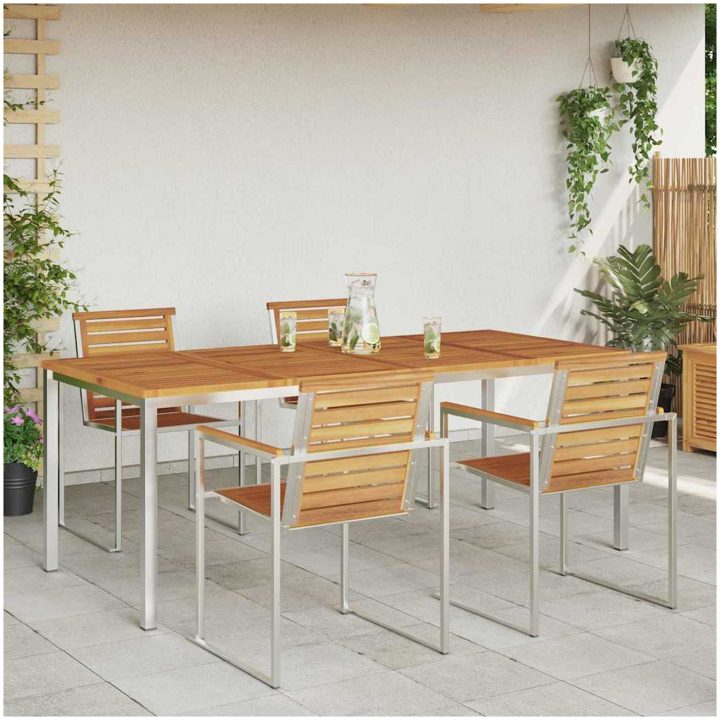 utematbord 200x90x74.5 cm massivt akaciaträ vidaXL Large – bild 4