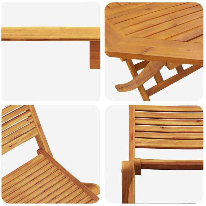 Utemöbelset 5 pcs Naturligt trä assivt Akaciaträ vidaXL Medium – bild 11