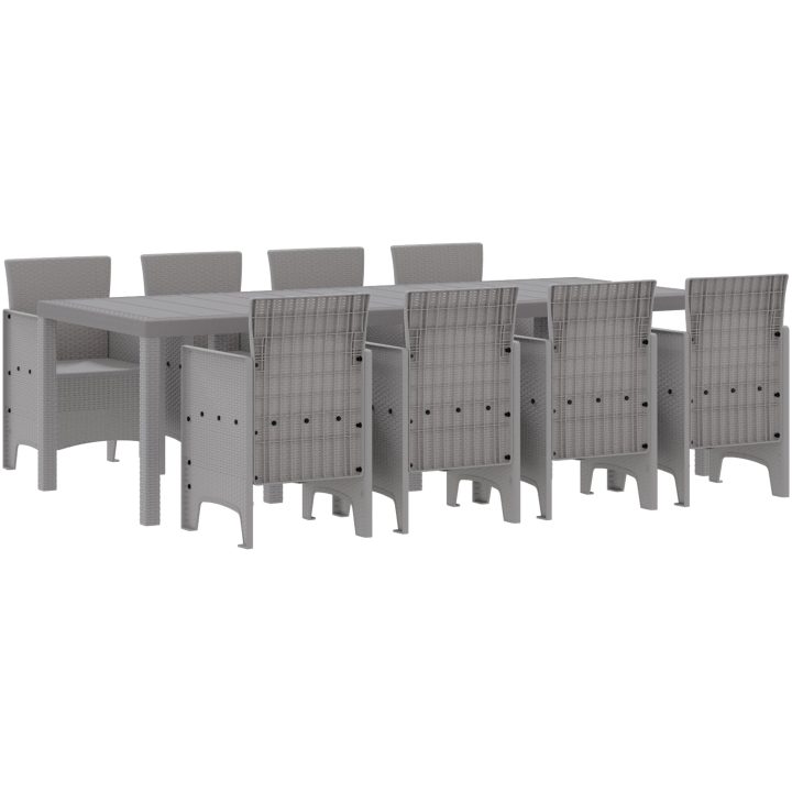 Utemöbelset 9 pcs Vit Konstrotting vidaXL 250 x 100 x 73 cm – bild 2