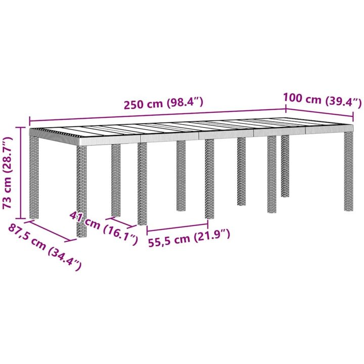 Utemöbelset 9 pcs Vit Konstrotting vidaXL 250 x 100 x 73 cm – bild 11