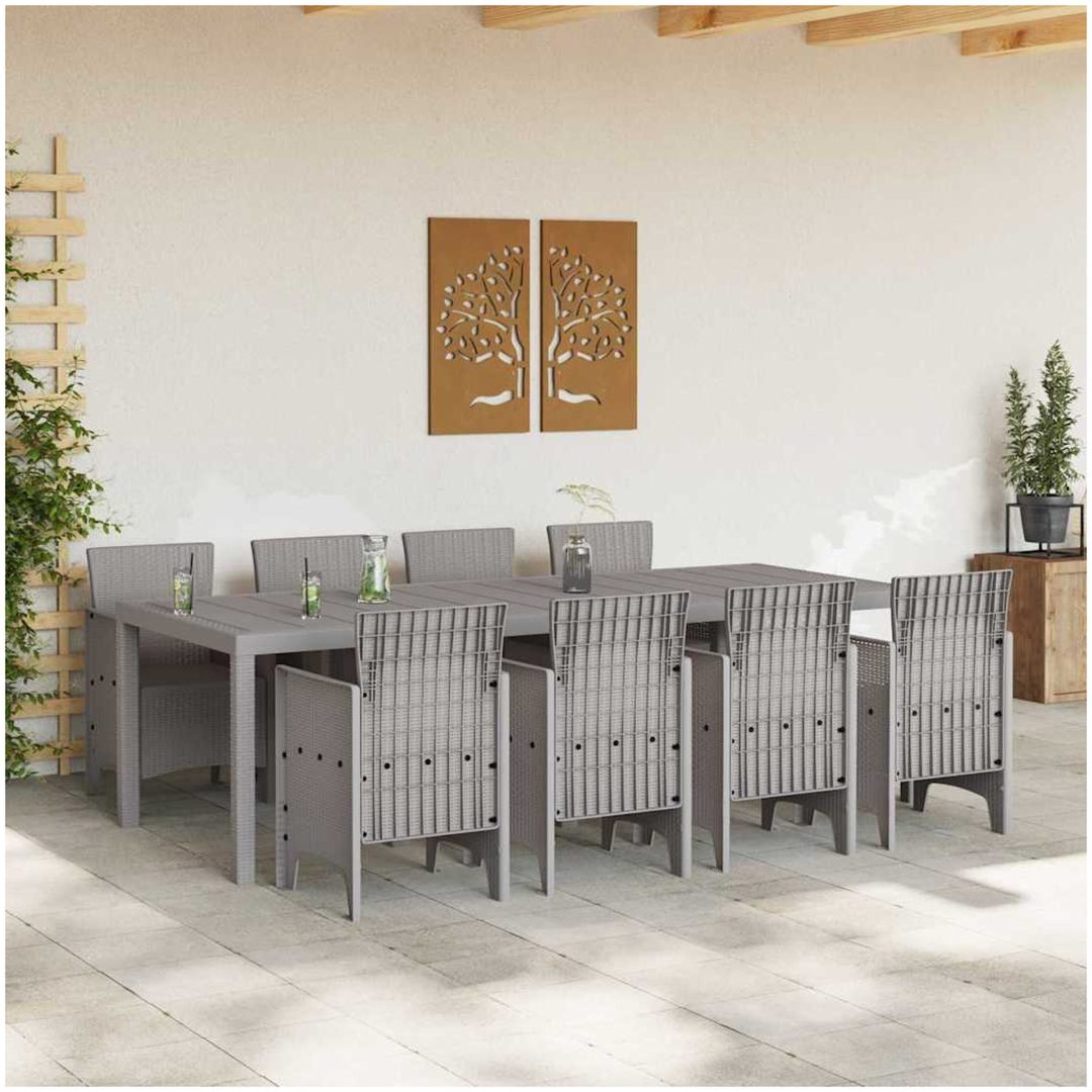Utemöbelset 9 pcs Vit Konstrotting vidaXL 250 x 100 x 73 cm – bild 3