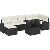 Utemöbelset i 8 delar med kuddar, svart polyrotting vidaXL 100 x 55 x 73 cm – miniatyr 2