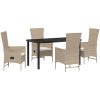 Utemöbelset med kudde Reclining 5 pcs Beige, Krämvit vidaXL 140 x 70 x 73 cm – miniatyr 2