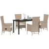 Utemöbelset med kudde Reclining 5 pcs Beige, Krämvit vidaXL 140 x 70 x 73 cm – miniatyr 3
