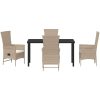 Utemöbelset med kudde Reclining 5 pcs Beige, Krämvit vidaXL 140 x 70 x 73 cm – miniatyr 7
