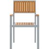 Utemöbler 2 st Stapelbara Grå Solid Akaciaträ och Metall vidaXL 56 x 57 x 87 cm – miniatyr 5