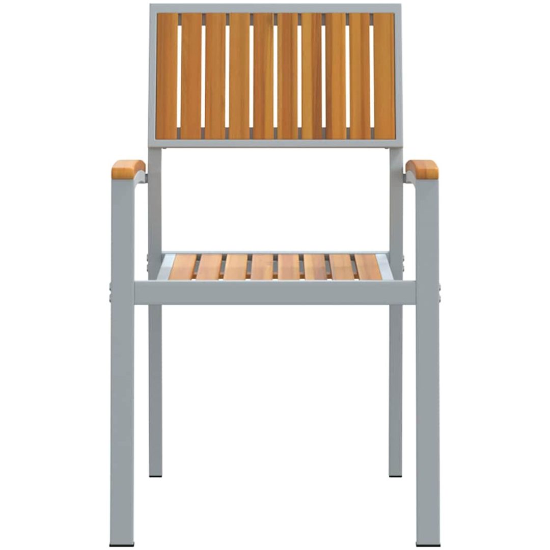 Utemöbler 2 st Stapelbara Grå Solid Akaciaträ och Metall vidaXL 56 x 57 x 87 cm – bild 5
