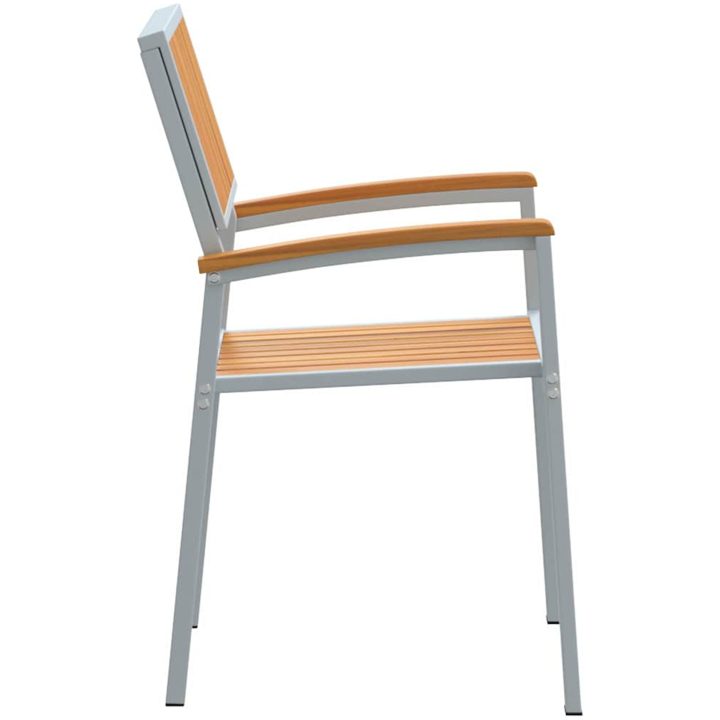 Utemöbler 2 st Stapelbara Grå Solid Akaciaträ och Metall vidaXL 56 x 57 x 87 cm – bild 6
