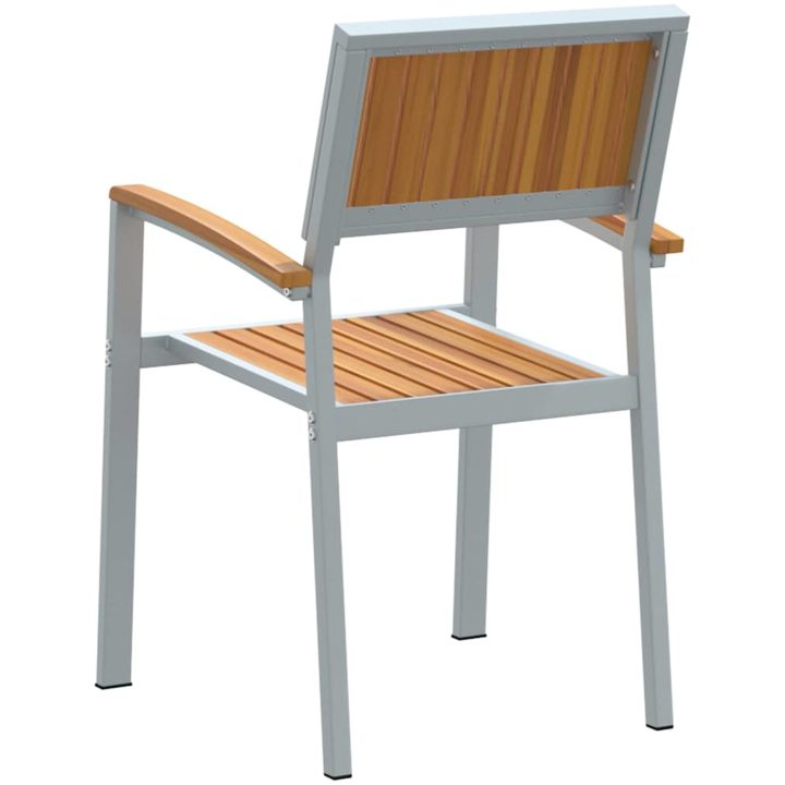 Utemöbler 2 st Stapelbara Grå Solid Akaciaträ och Metall vidaXL 56 x 57 x 87 cm – bild 7