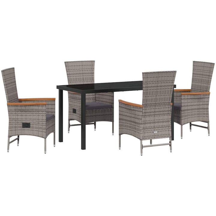 Utemöbler med kudde Reclining 5 pcs Grå Mörkgrå vidaXL 140 x 70 x 73 cm – bild 2