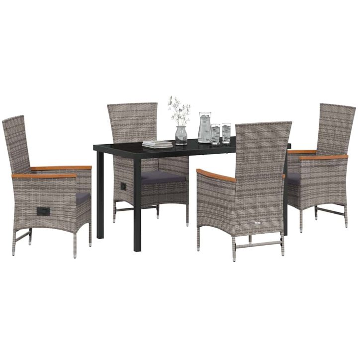 Utemöbler med kudde Reclining 5 pcs Grå Mörkgrå vidaXL 140 x 70 x 73 cm – bild 3