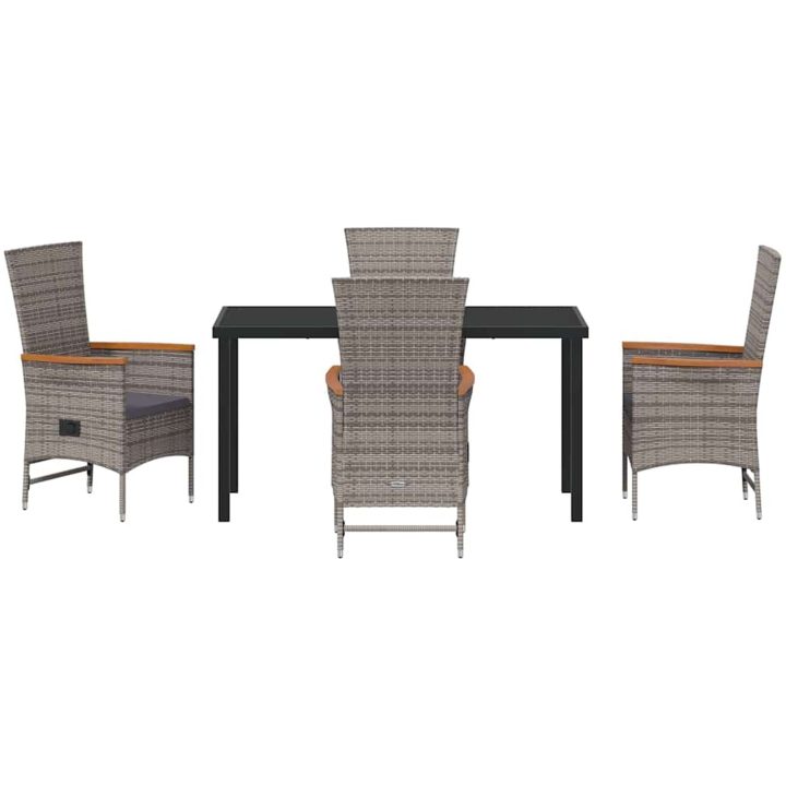 Utemöbler med kudde Reclining 5 pcs Grå Mörkgrå vidaXL 140 x 70 x 73 cm – bild 6