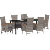 Utemöbler med kudde Reclining 7 pcs Grå Mörkgrå vidaXL 200 x 80 x 73 cm – miniatyr 3