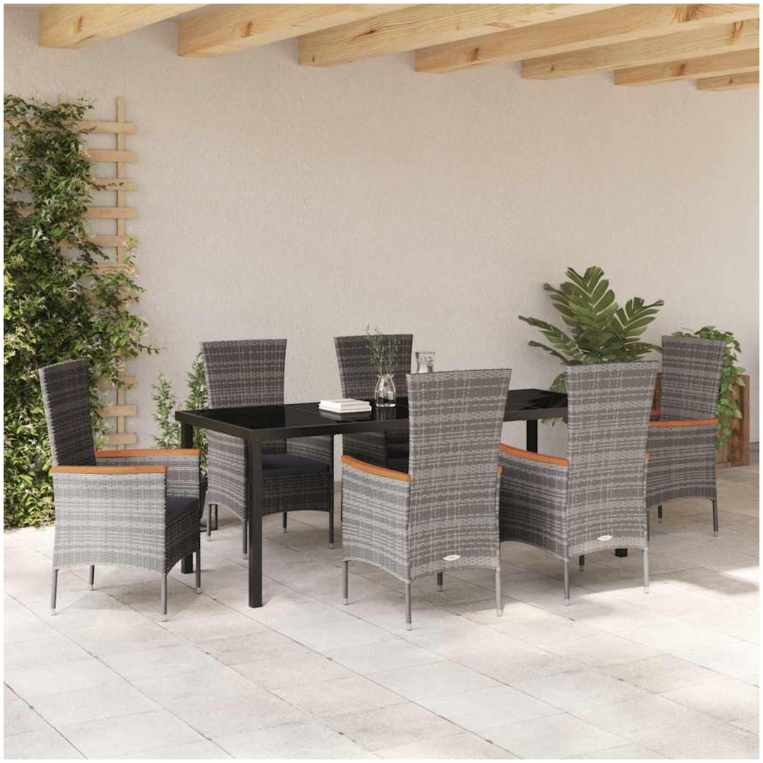 Utemöbler med kudde Reclining 7 pcs Grå Mörkgrå vidaXL 200 x 80 x 73 cm – bild 4