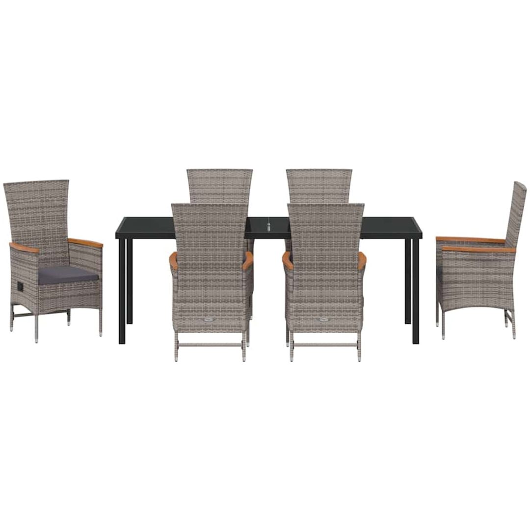 Utemöbler med kudde Reclining 7 pcs Grå Mörkgrå vidaXL 200 x 80 x 73 cm – bild 7