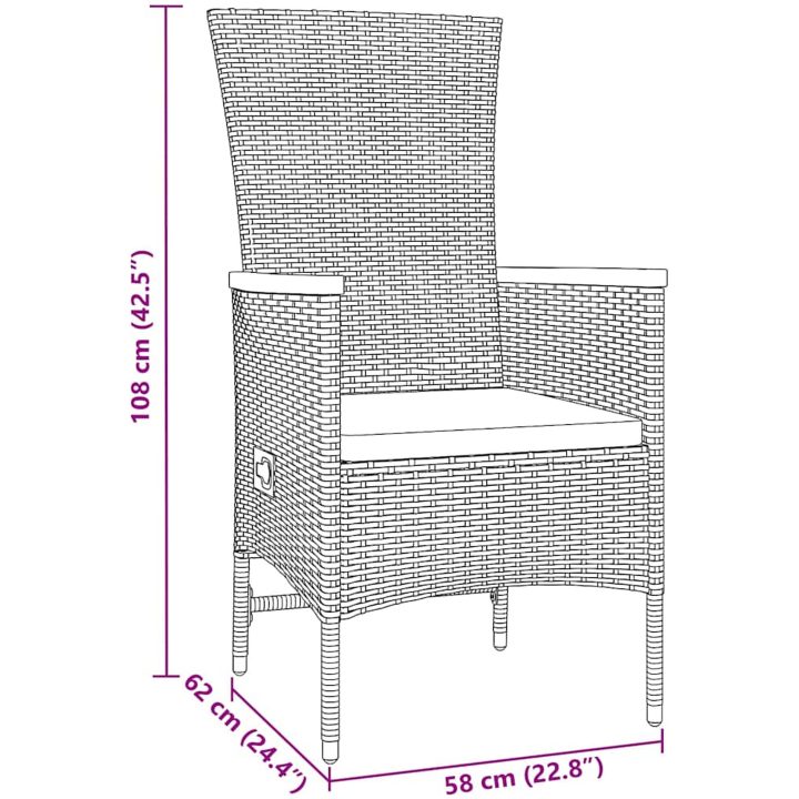 Utemöbler med kudde Reclining 7 pcs Grå Mörkgrå vidaXL 200 x 80 x 73 cm – bild 9