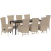 Utemöbler Set med kudde Reclining 9 pcs vidaXL 200 x 80 x 73 cm – miniatyr 2