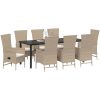 Utemöbler Set med kudde Reclining 9 pcs vidaXL 200 x 80 x 73 cm – miniatyr 3