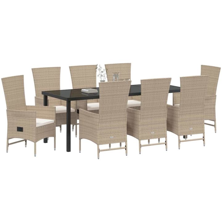 Utemöbler Set med kudde Reclining 9 pcs vidaXL 200 x 80 x 73 cm – bild 3