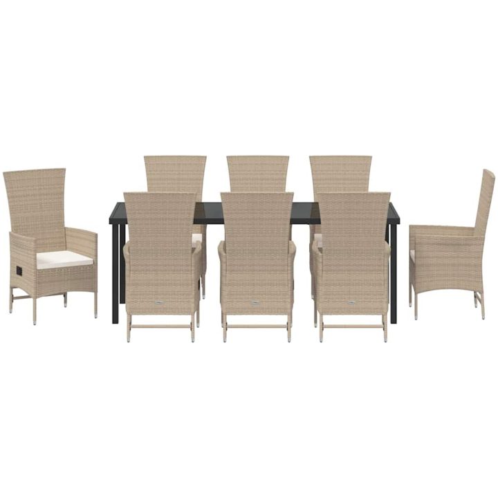 Utemöbler Set med kudde Reclining 9 pcs vidaXL 200 x 80 x 73 cm – bild 7