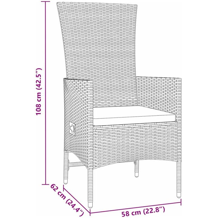 Utemöbler Set med kudde Reclining 9 pcs vidaXL 200 x 80 x 73 cm – bild 9