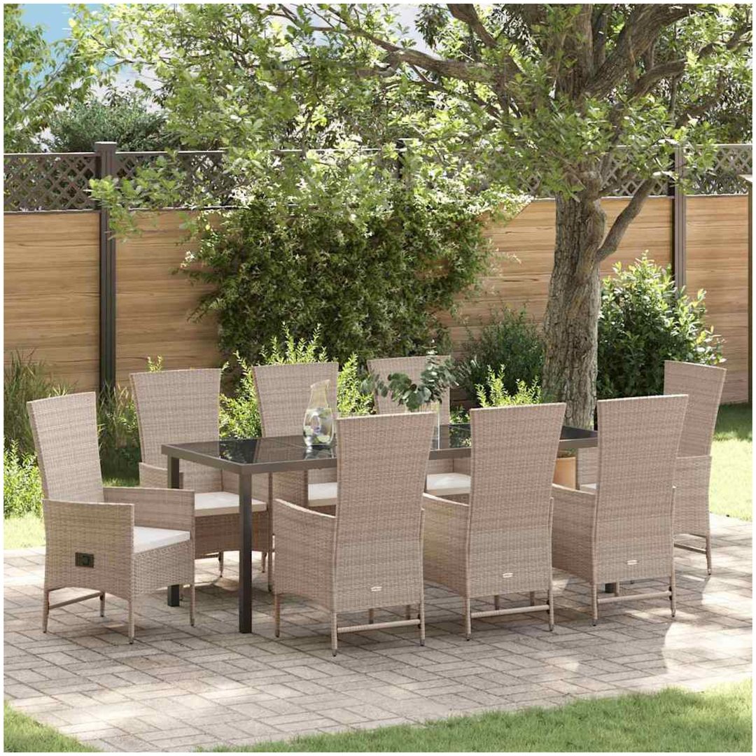Utemöbler Set med kudde Reclining 9 pcs vidaXL 200 x 80 x 73 cm