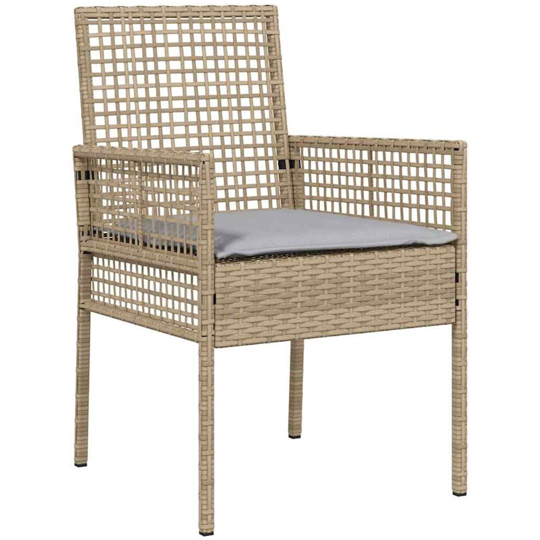 Utemöbler Stolar 2 st med Kuddar Beige Poly Rattan vidaXL 53 x 60 x 85 cm – bild 4