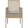 Utemöbler Stolar 2 st med Kuddar Beige Poly Rattan vidaXL 53 x 60 x 85 cm – miniatyr 5