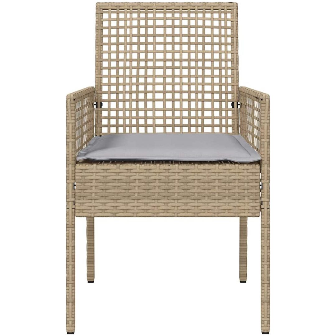 Utemöbler Stolar 2 st med Kuddar Beige Poly Rattan vidaXL 53 x 60 x 85 cm – bild 5