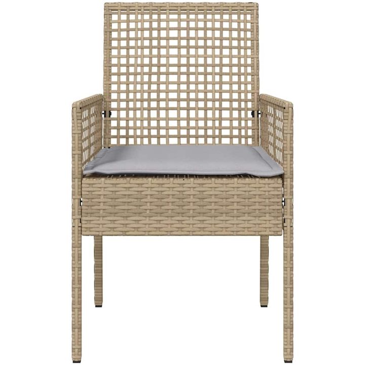 Utemöbler Stolar 2 st med Kuddar Beige Poly Rattan vidaXL 53 x 60 x 85 cm – bild 5